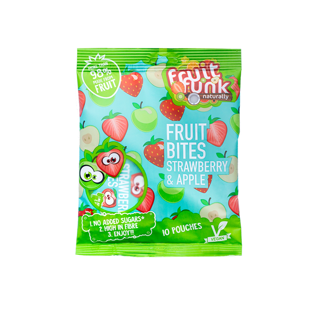 Fruitfunk Maasika ja Õuna Mix Multibag - 100% puuviljadest, vegan, gluteenivaba ja ilma lisatud suhkruta, snäkid lastele.